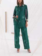Green Floral Embroidered Co Ord Set