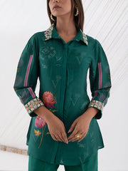 Green Floral Embroidered Co Ord Set