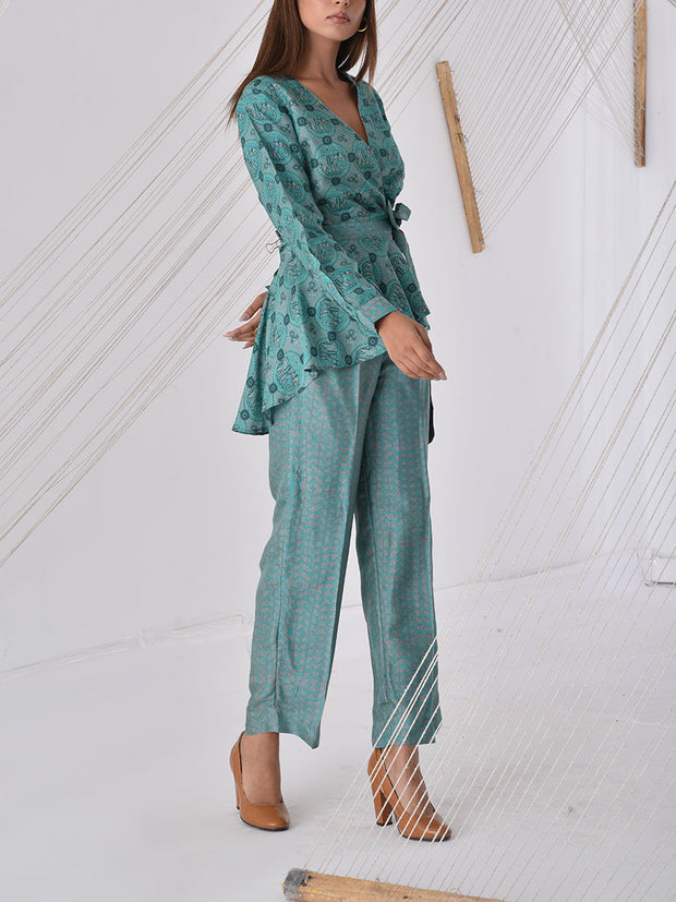 Pine Green Vasansi Silk Co Ord Set