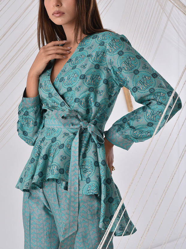 Pine Green Vasansi Silk Co Ord Set