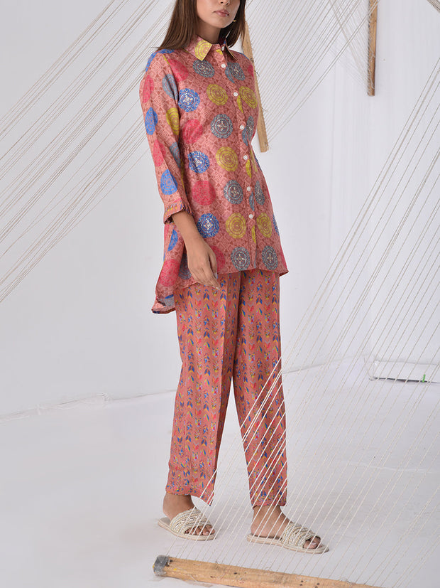 Peach Vasansi Silk Co Ord Set