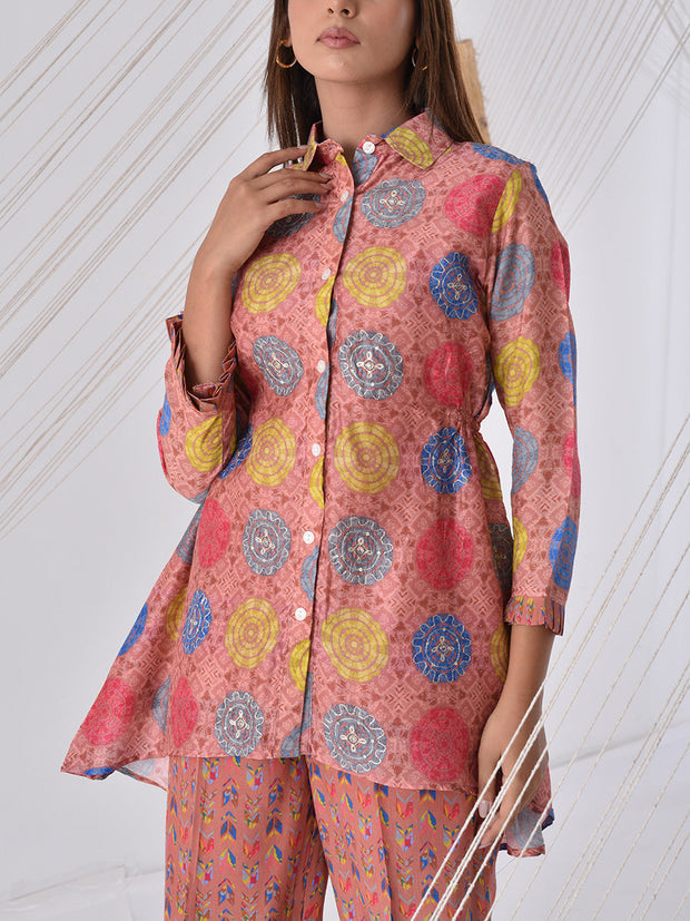 Peach Vasansi Silk Co Ord Set