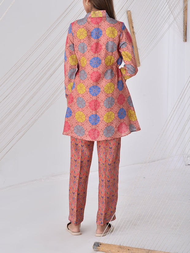 Peach Vasansi Silk Co Ord Set