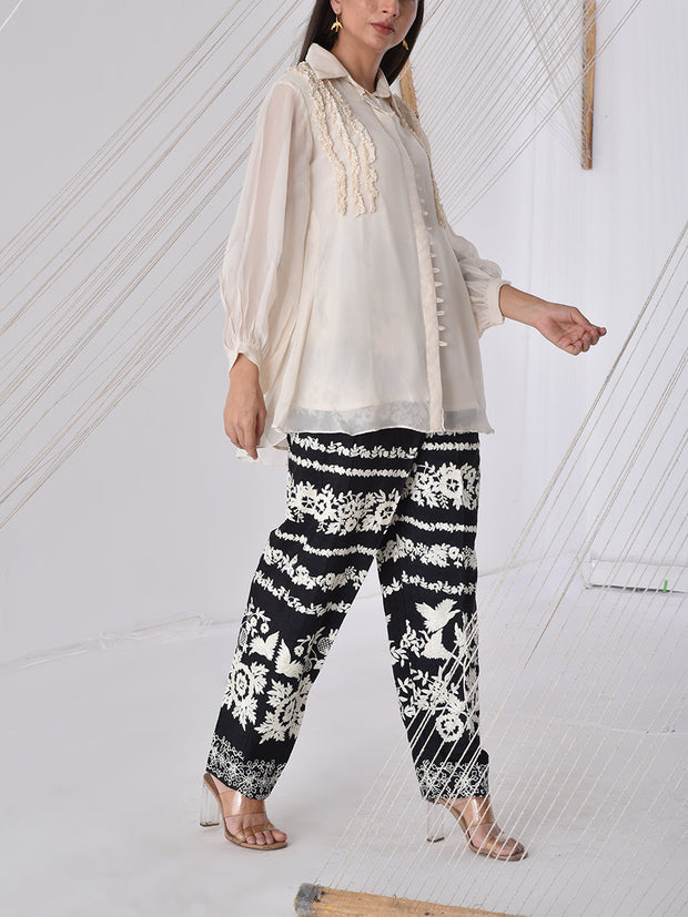 Black and Off-White Co Ord Set