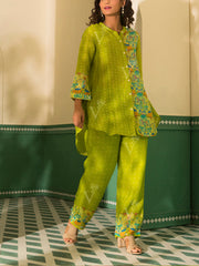Lime Green Vasansi Silk Bandhani Co Ord Set