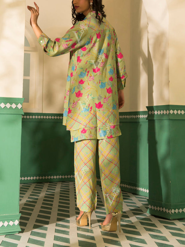 Olive Green Vasansi Silk Co Ord Set