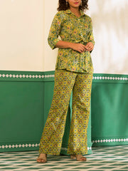 Olive Green Cotton Printed Co Ord Set