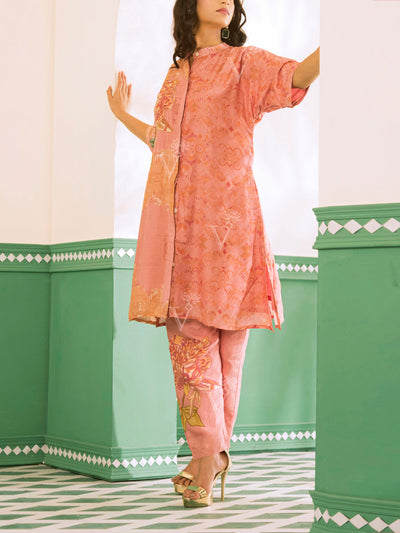Pale Peach Vasansi Silk Co Ord Set