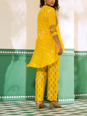 Yellow Vasansi Silk Leheriya Co Ord Set