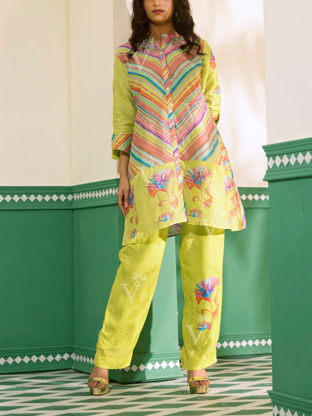 Multi Color Vasansi Silk Leheriya Co Ord Set