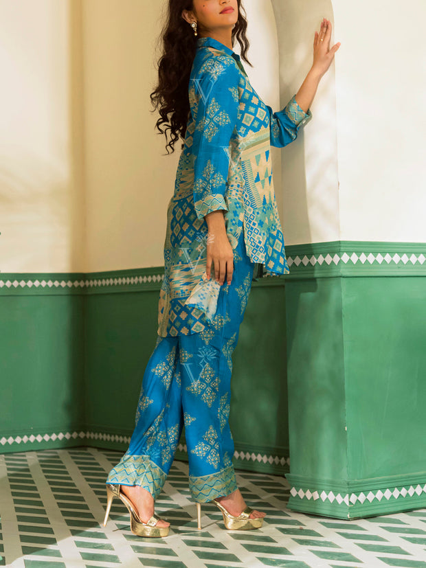 Sky Blue Vasansi Silk Co Ord Set