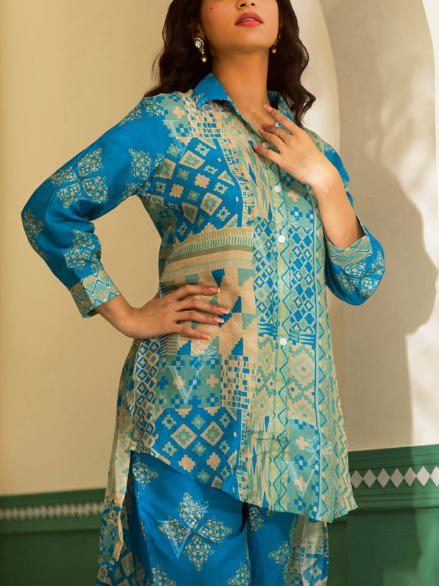 Sky Blue Vasansi Silk Co Ord Set