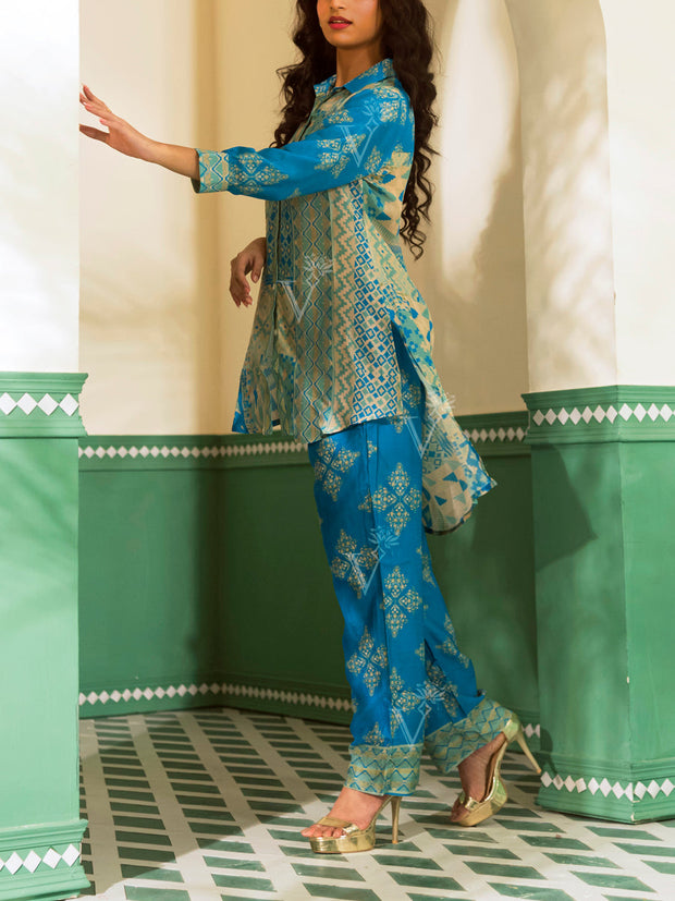 Sky Blue Vasansi Silk Co Ord Set