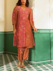 Salmon Pink and Beige Vasansi Silk Co Ord Set