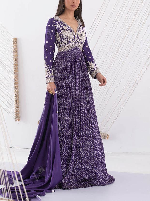 Blue Embroidered Gown