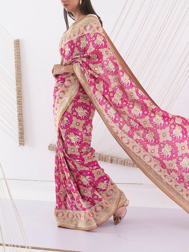 Pink Vasansi Silk Highlighted Saree