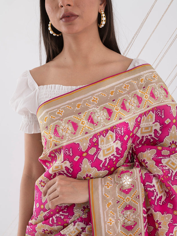 Pink Vasansi Silk Highlighted Saree