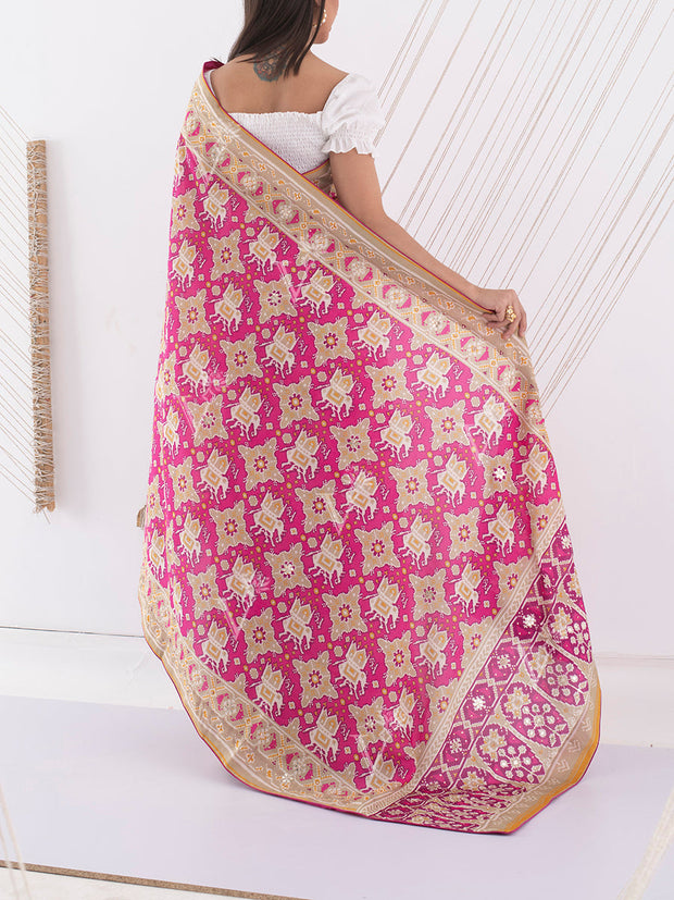 Pink Vasansi Silk Highlighted Saree