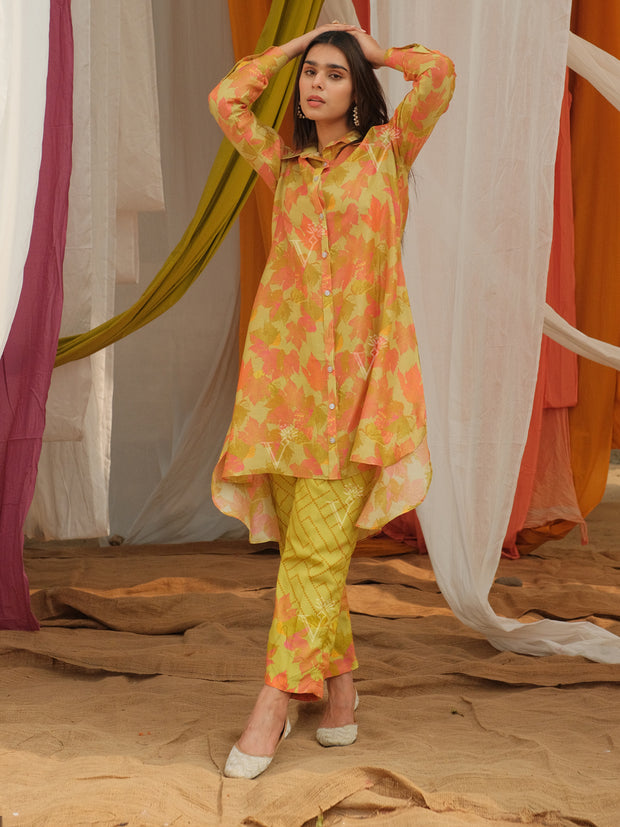 Lime Green Vasansi Silk Co Ord Set