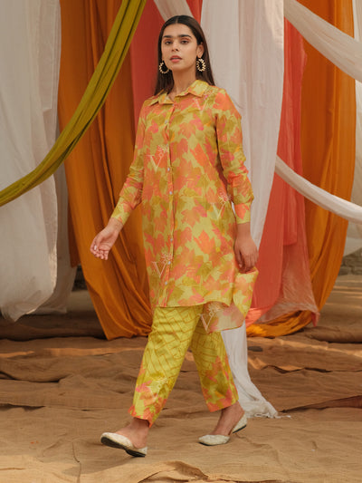 Lime Green Vasansi Silk Co Ord Set
