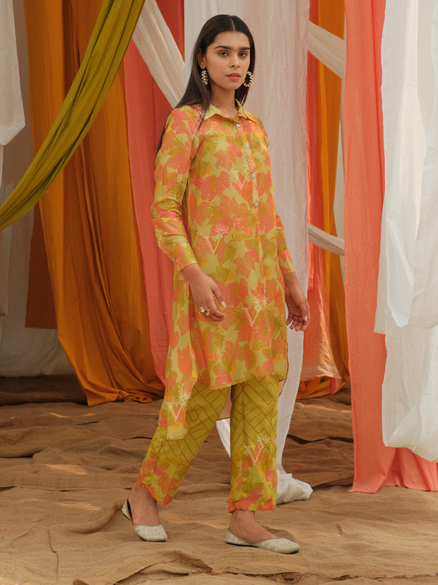 Lime Green Vasansi Silk Co Ord Set