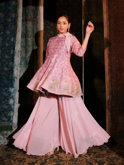 Light Pink Peplum and Palazzo Set
