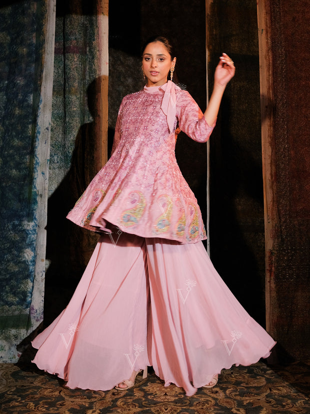Light Pink Peplum and Palazzo Set