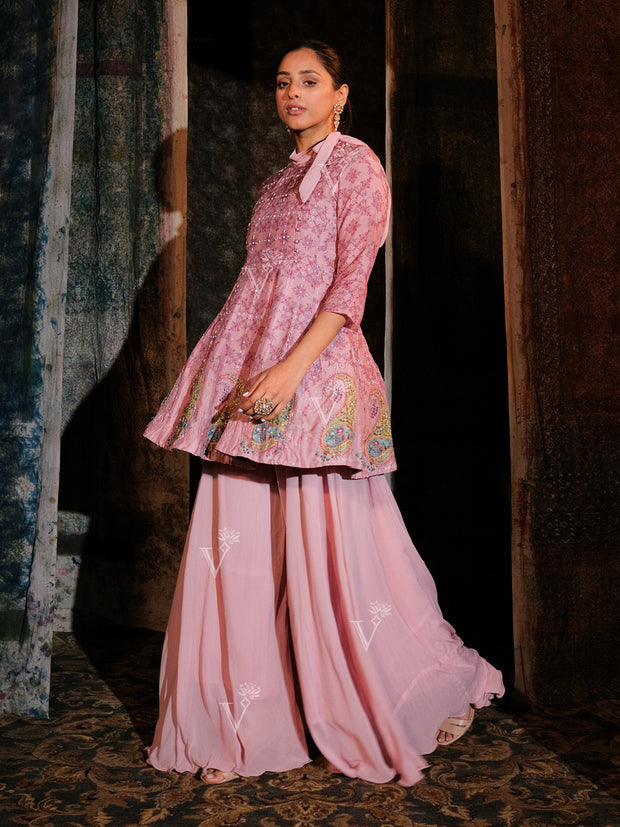 Light Pink Peplum and Palazzo Set