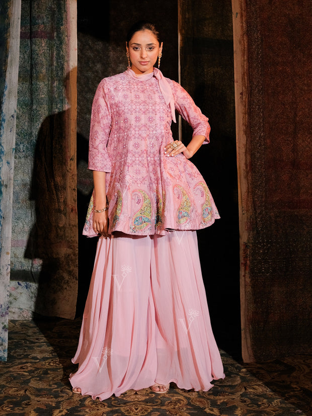 Light Pink Peplum and Palazzo Set