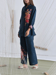 Teal Blue Vasansi Silk Co Ord Set