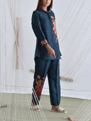 Teal Blue Vasansi Silk Co Ord Set