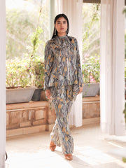 Grey Vasansi Silk Printed Co Ord Set