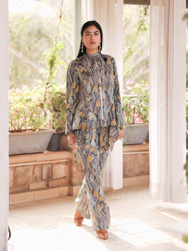 Grey Vasansi Silk Printed Co Ord Set