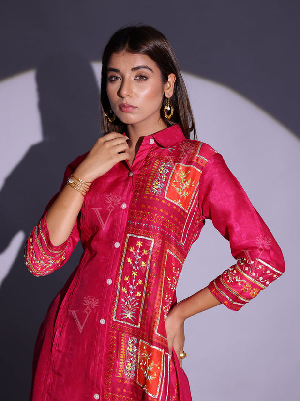 Ruby Pink Vasansi Silk Co Ord Set