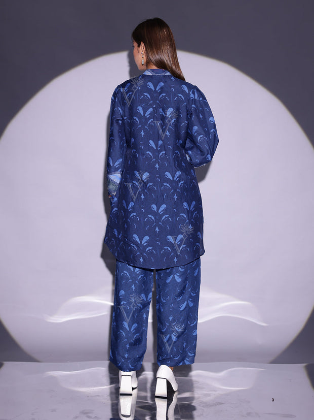 Blue Vasansi Silk Printed Co Ord Set
