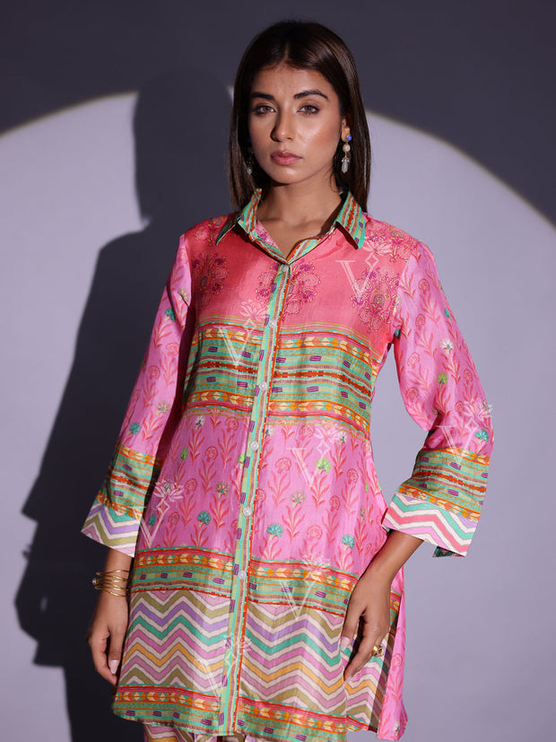 Multi Color Vasansi Silk Co Ord Set