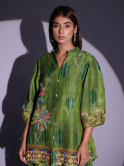 Olive Green Vasansi Silk Printed Co Ord Set