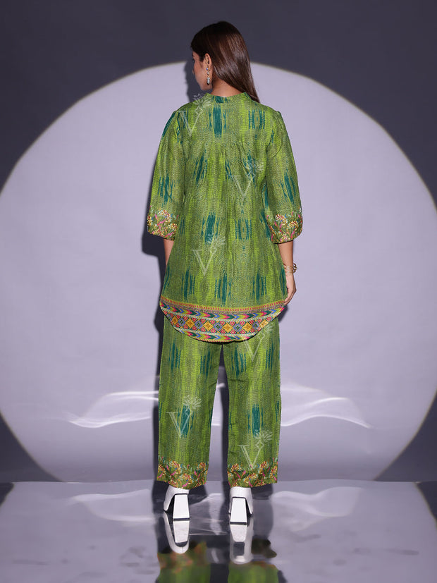 Olive Green Vasansi Silk Printed Co Ord Set