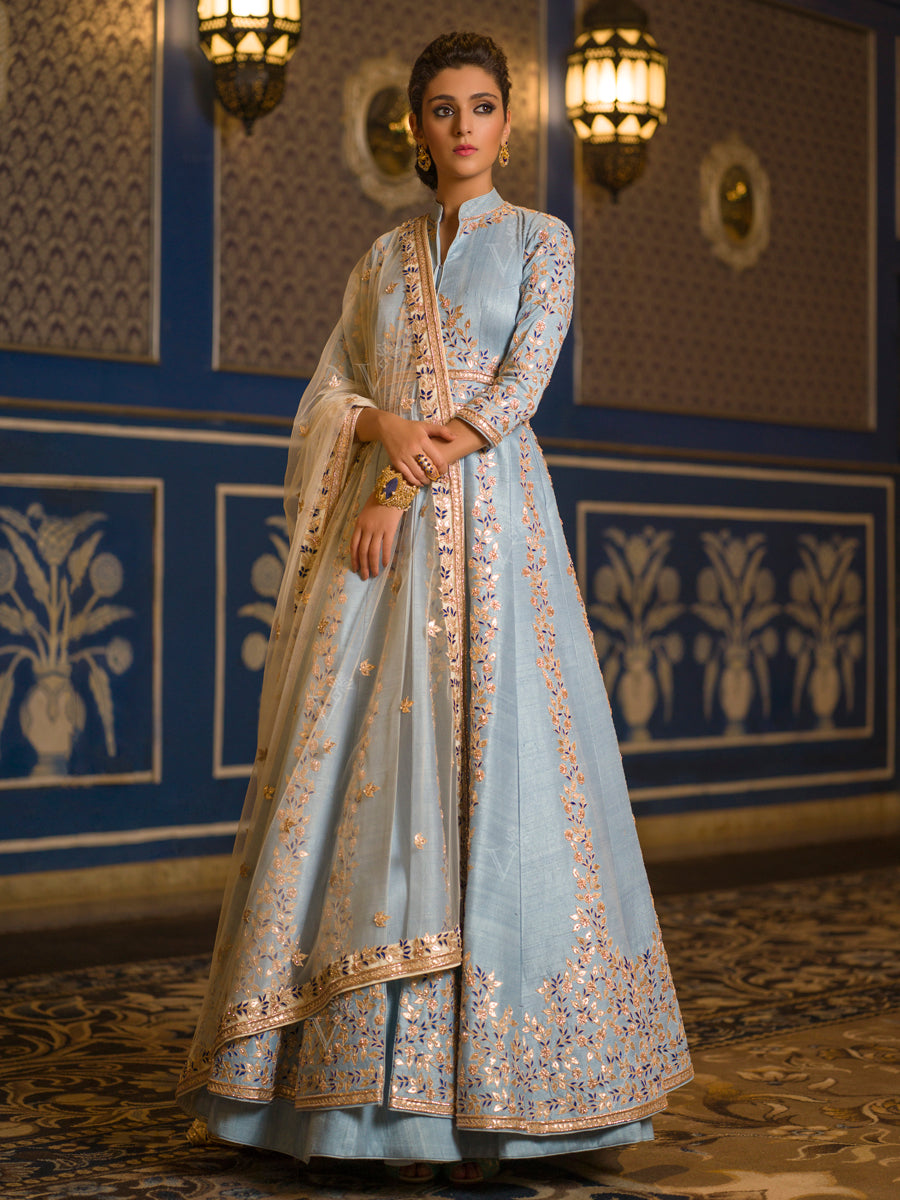 Shop Denim Blue Anarkali Lehenga Set Online – Vasansi Jaipur
